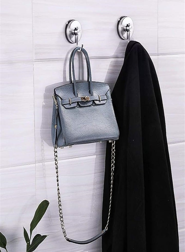 High Quality Suction Cup Hooks, Stainless Steel Suction Cup, Suitable for Kitchen Hanger Towel Wall, No Drilling Required, Brushed Silver 2 Pieces - Image 4