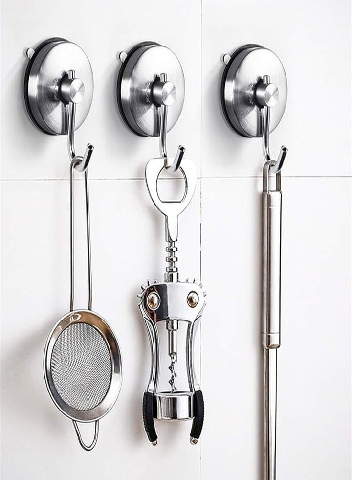 High Quality Suction Cup Hooks, Stainless Steel Suction Cup, Suitable for Kitchen Hanger Towel Wall, No Drilling Required, Brushed Silver 2 Pieces - Image 2