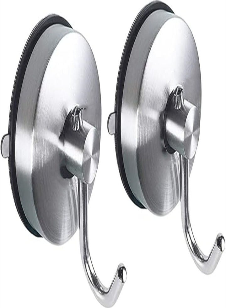 High Quality Suction Cup Hooks, Stainless Steel Suction Cup, Suitable for Kitchen Hanger Towel Wall, No Drilling Required, Brushed Silver 2 Pieces - Image 1