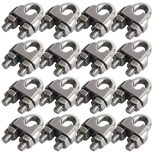 Cozihom 16 Pack 1/4 Inch M6 Wire Rope Cable Clip Clamp, 304 Stainless Steel, Wire Rope Clip, U Bolt Saddle Fastener. - Image 1