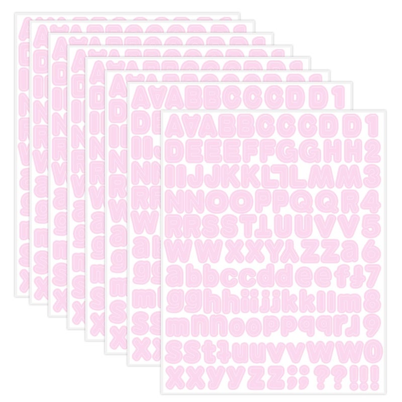Starboling Pink Alphabet Stickers, 1/2 inch, 10 Sheets, Self-Adhesive Vinyl, Minimalist Style, Perfect for Labels & Decor - Image 1