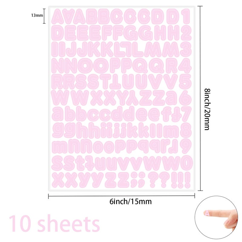Starboling Pink Alphabet Stickers, 1/2 inch, 10 Sheets, Self-Adhesive Vinyl, Minimalist Style, Perfect for Labels & Decor - Image 2