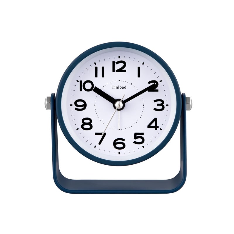 Tinload Analog Alarm Clock for Bedroom, Silent Non-Ticking Quartz Movement, Battery Operated with Snooze & On-Demand Light, Bedside Desk Table Clock, Ideal for Home,Office (Blue) - Image 1