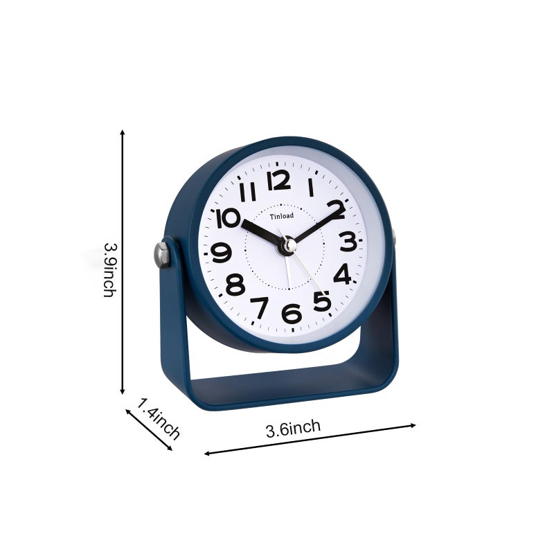 Tinload Analog Alarm Clock for Bedroom, Silent Non-Ticking Quartz Movement, Battery Operated with Snooze & On-Demand Light, Bedside Desk Table Clock, Ideal for Home,Office (Blue) - Image 4