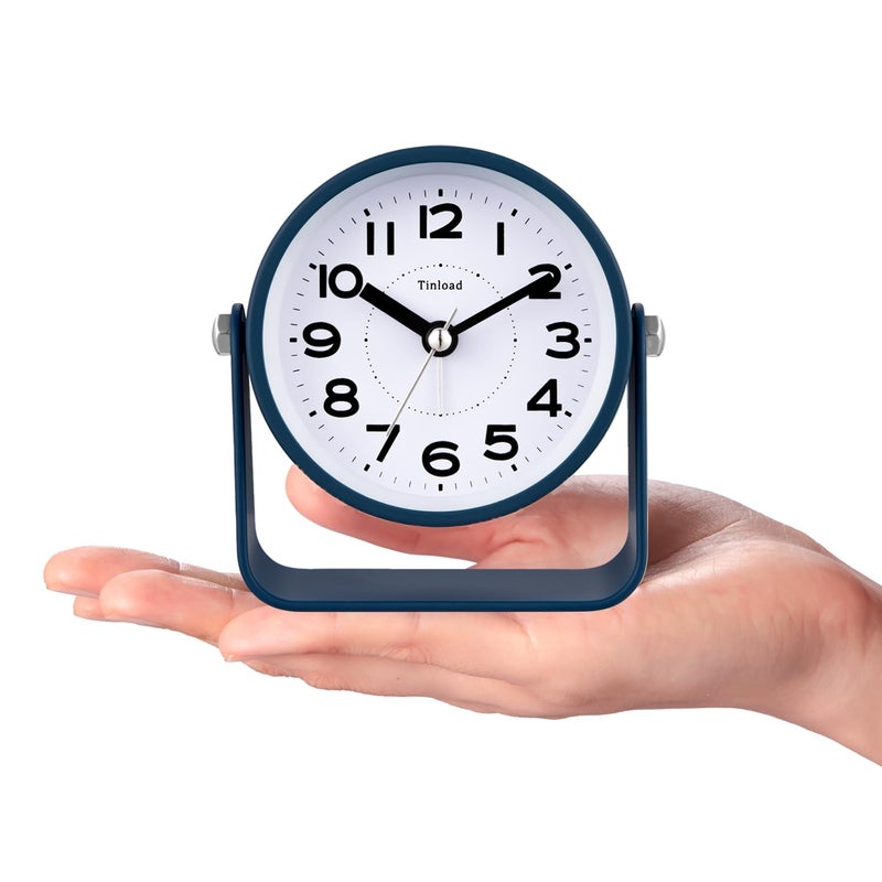 Tinload Analog Alarm Clock for Bedroom, Silent Non-Ticking Quartz Movement, Battery Operated with Snooze & On-Demand Light, Bedside Desk Table Clock, Ideal for Home,Office (Blue) - Image 3