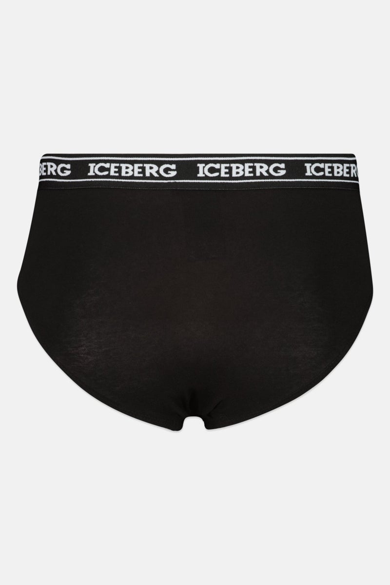 ICEBERG Men 2 Pieces Brand Logo Trunks, Black  - Image 2