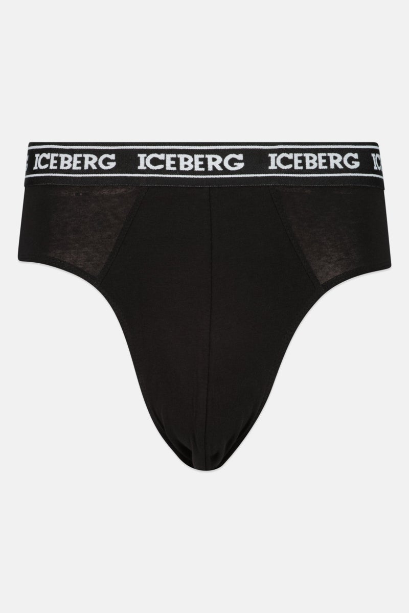 ICEBERG Men 2 Pieces Brand Logo Trunks, Black  - Image 3