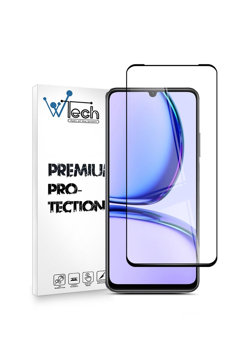 Wtech Realme C53 4G 2023 Premium E2E Full Glue Full Cover Tempered Glass Screen Protector (MSGECN) - Clear - Image 1