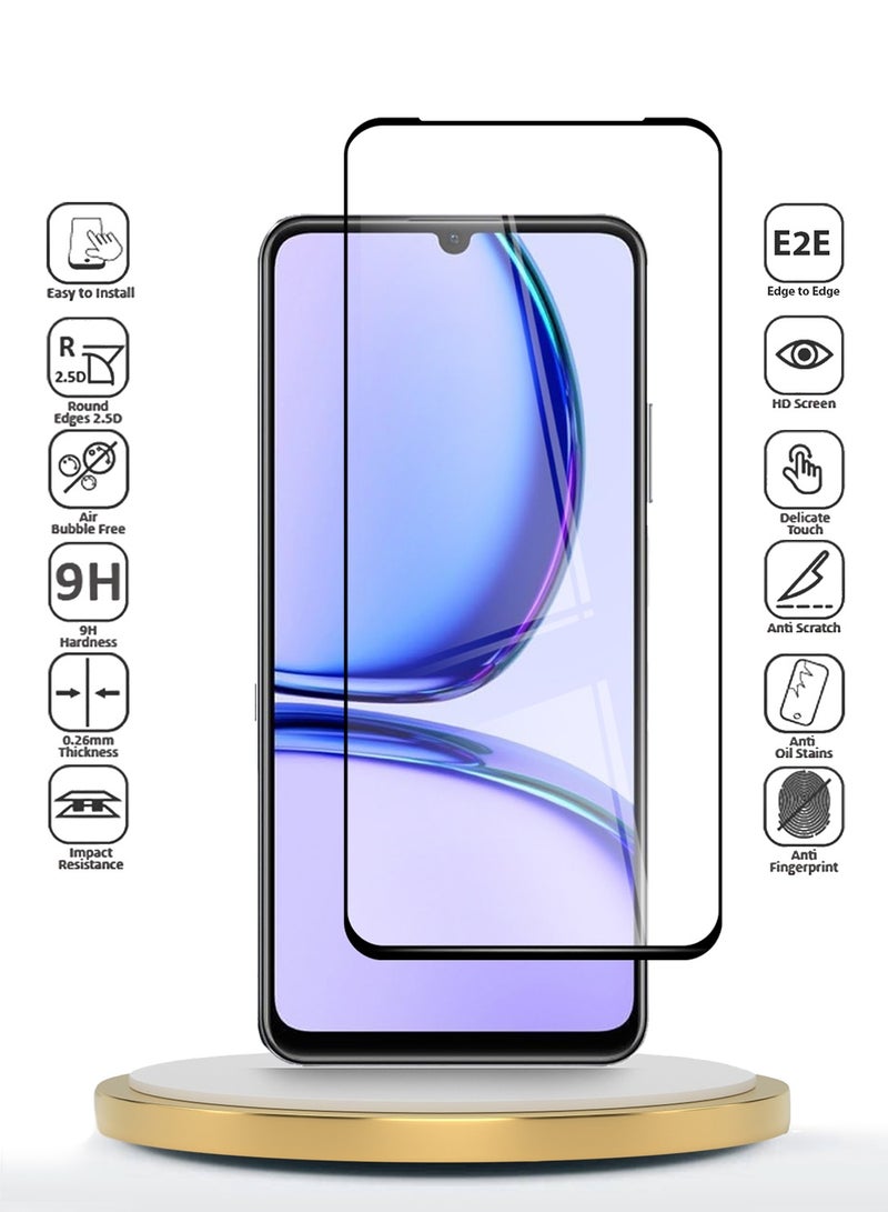 Wtech Realme C53 4G 2023 Premium E2E Full Glue Full Cover Tempered Glass Screen Protector (MSGECN) - Clear - Image 2