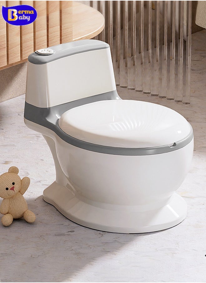 Berma Baby Potty Training Toilet, Realistic Potty Training Seat with Storage Bag, Toddler Potty Chair, Children's Toilet Seat with Soft Seat, Toilet Paper Dispenser and Splash Guard, Non-slip, Suitable for Boys and Girls (Gray)  - Image 3