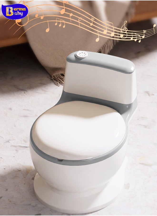 Berma Baby Potty Training Toilet, Realistic Potty Training Seat with Storage Bag, Toddler Potty Chair, Children's Toilet Seat with Soft Seat, Toilet Paper Dispenser and Splash Guard, Non-slip, Suitable for Boys and Girls (Gray)  - Image 5