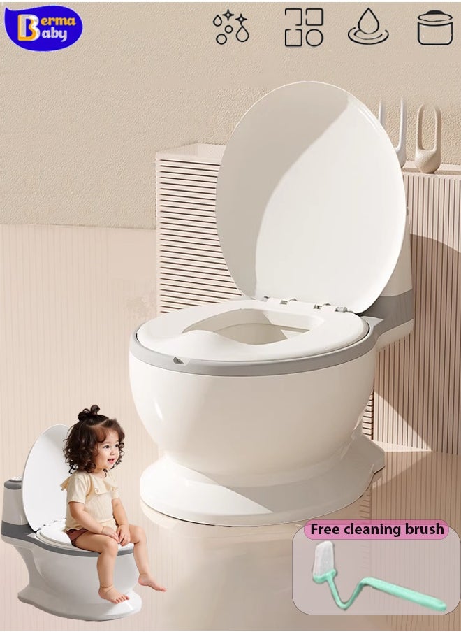 Berma Baby Potty Training Toilet   Realistic Potty Training Seat with Storage Bag, Toddler Potty Chair, Children's Toilet Seat with Soft Seat, Toilet Paper Dispenser and Splash Guard, Non-slip, Suitable for Boys and Girls (Gray)  - Image 1