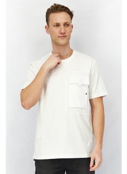DIESEL Men Crew Neck Short Sleeves Textured T-shirt, White  - Image 1
