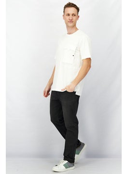 DIESEL Men Crew Neck Short Sleeves Textured T-shirt, White  - Image 4