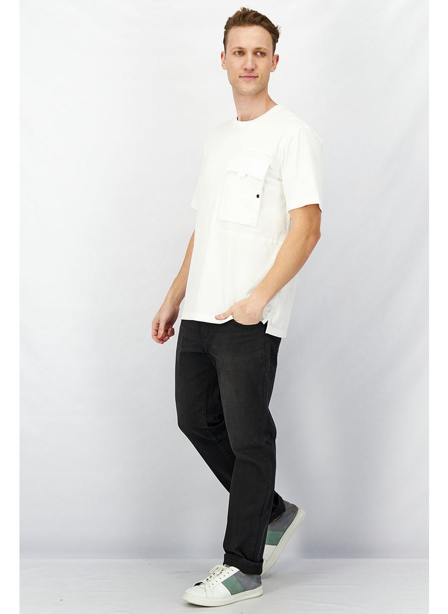 DIESEL Men Crew Neck Short Sleeves Textured T-shirt, White  - Image 4