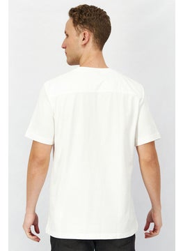 DIESEL Men Crew Neck Short Sleeves Textured T-shirt, White  - Image 3