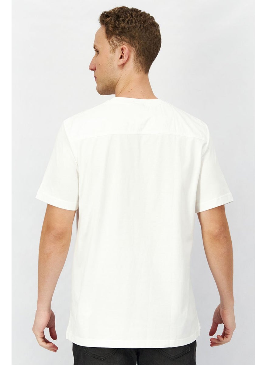 DIESEL Men Crew Neck Short Sleeves Textured T-shirt, White  - Image 3