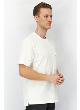 DIESEL Men Crew Neck Short Sleeves Textured T-shirt, White  - Image 2