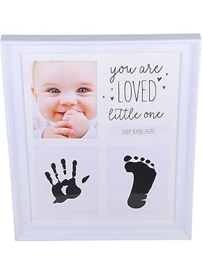 White Clay Hand Footprint Frame Keepsake First Year Photo Memory Wall Decor - Image 1