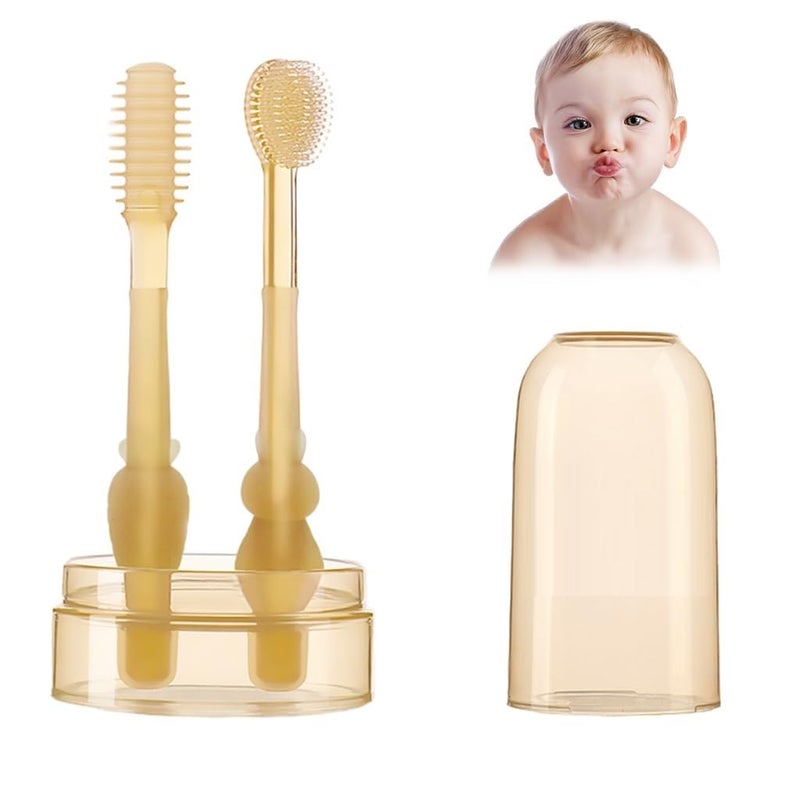 BSITFOW Baby Tongue Cleaner Set with Storage Box | Soft Silicone Bristle Toothbrush for Oral Care | Baby Teether Cleaning Brush | BPA Free Infant Oral Hygiene Kit for Newborns & Toddlers - Image 1