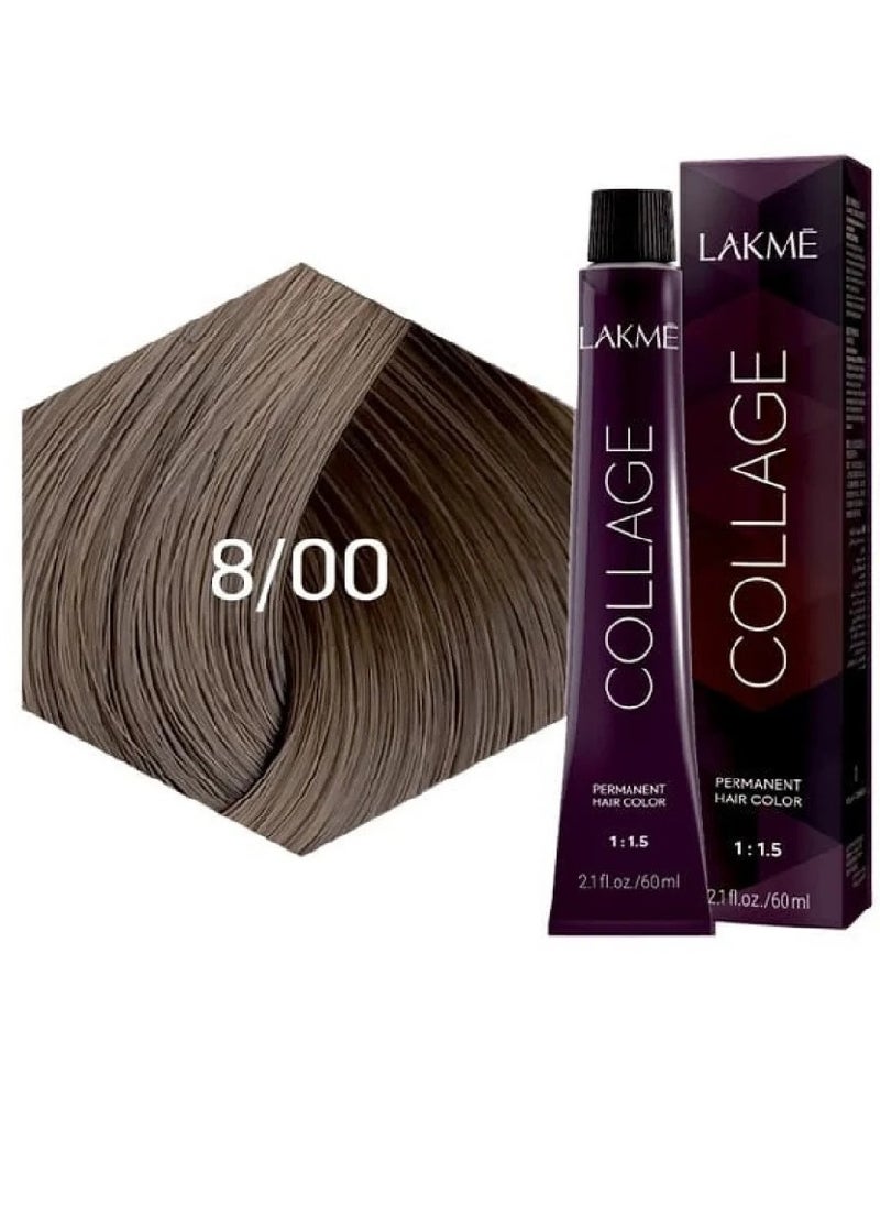 LAKME - Collage Permanent Hair Dye for Unisex 8/00 Light Blonde - Image 1