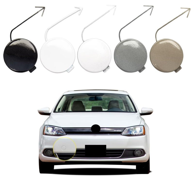غطاء خطاف السحب الأمامي لسيارة جوهولي متوافق مع فولكس فاجن VW جيتا 2011 2012 2013 2014 5C6807241 5C6807241B غطاء عين السحب الأسود