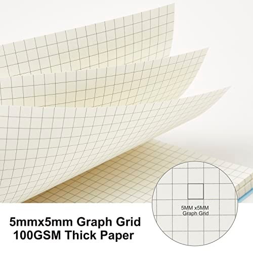 MSTONAL 3 Pack Spiral Notebook, A5 Square Journal Notebook 5.8" x 8.3", 100GSM 5x5mm Square Grid, 80 Sheets/160 Pages, Grid Spiral Notebooks Journals for Writing, Sketch Book - Image 2