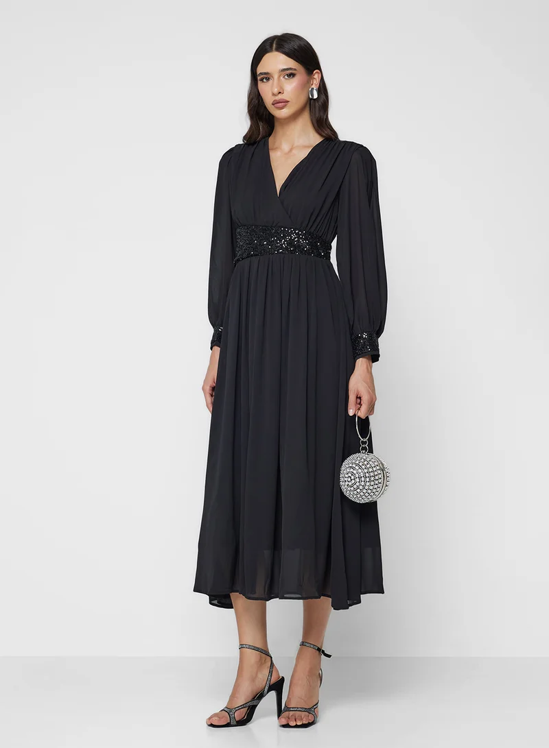 ايلا A-line Dress With Shimmer Waist