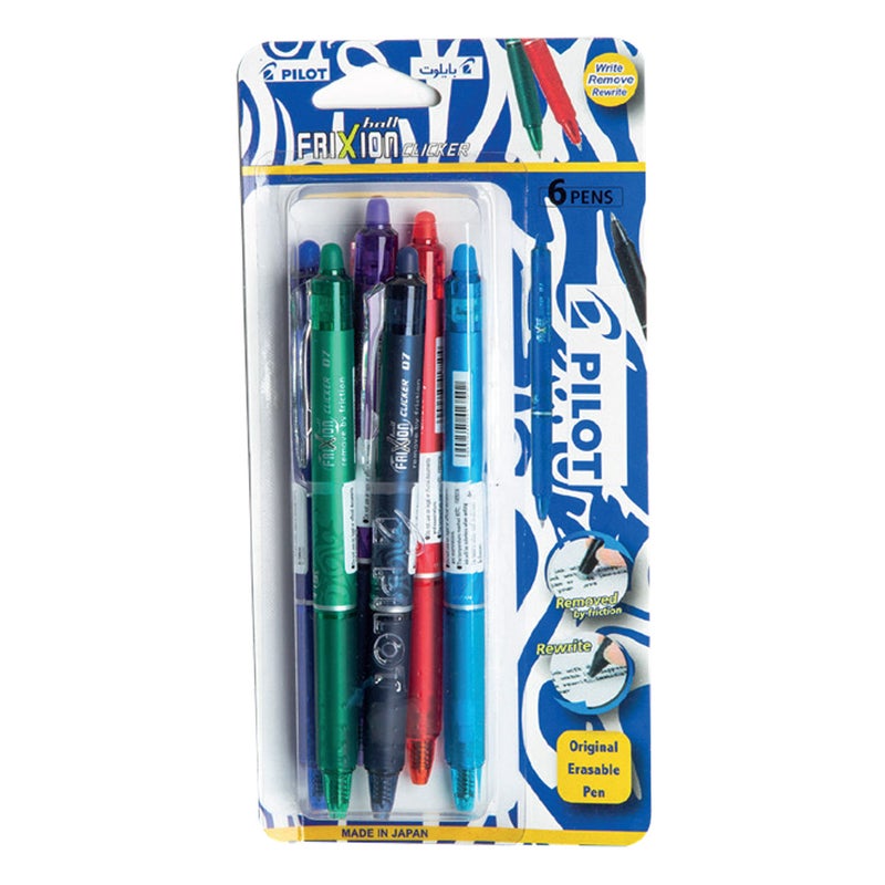 Pilot Frixion Clicker Pen 0.7 6Pens Pack