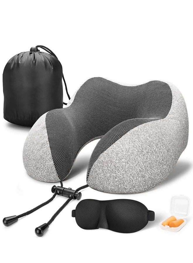 Travel Pillow,For Sleeping Airplane, Neck Pillow for Travel Accessories,U Shaped Neck Support Comfortable & Breathable Cover, Airplane Travel Kit with 3D Eye Masks, Earplugs, and Luxury Bag - Image 1