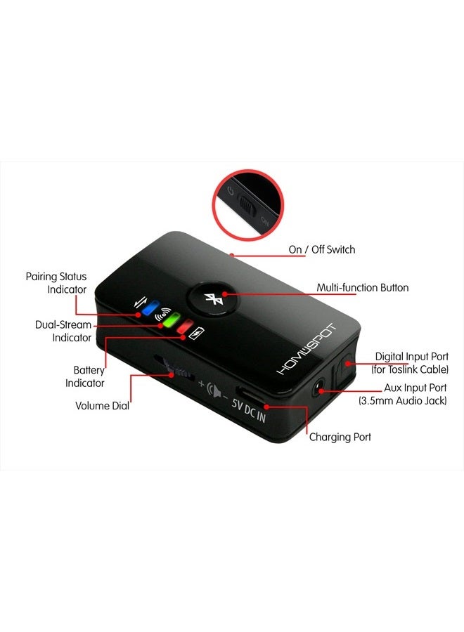 HomeSpot Bluetooth Transmitter for TV Audio Optical Bluetooth Low Latency Audio Adapter Bluetooth 5.0 no Lip Sync Digital Dual Stream Toslink SPDIF [Advanced Dual Stream Version] - Image 3
