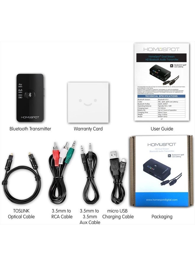 HomeSpot Bluetooth Transmitter for TV Audio Optical Bluetooth Low Latency Audio Adapter Bluetooth 5.0 no Lip Sync Digital Dual Stream Toslink SPDIF [Advanced Dual Stream Version] - Image 5