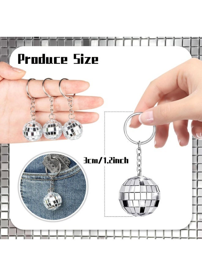 Yunpy 6 Pack Disco Ball Keychains, 2 Colors Gold & Silver Mini Mirror Ball Keyrings, 70s Disco Party Favors Accessories, Retro Disco Keychains for Bags, Keys, Party Decorations - Image 2