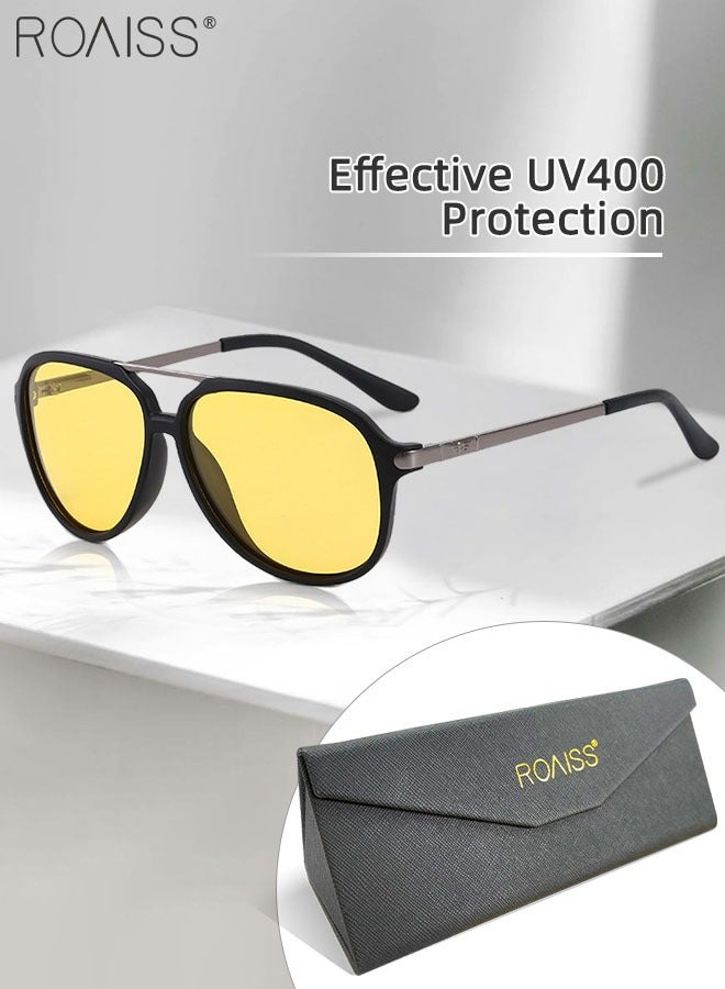 roaiss Men's Aviator Polarized Sunglasses, UV400 Protection Sun Glasses with PC Frame, Fashion Anti-Glare Sun Shades for Men Driving, Fishing, Traveling, 60mm - Image 1