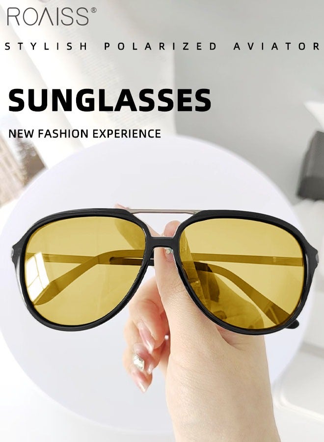 roaiss Men's Aviator Polarized Sunglasses, UV400 Protection Sun Glasses with PC Frame, Fashion Anti-Glare Sun Shades for Men Driving, Fishing, Traveling, 60mm - Image 3