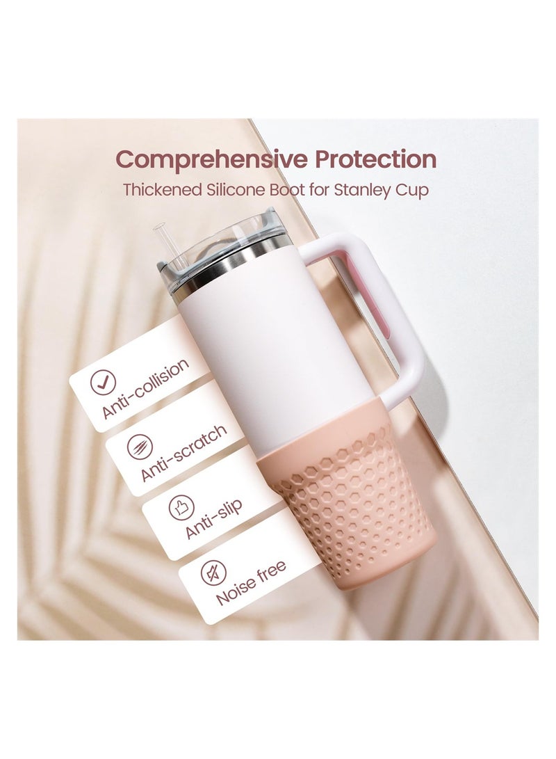 SYOSI Silicone Boot for Stanley Cup 40oz Quencher, Anti-Slip Bottle Bottom Sleeve Cover, Fit with Stanley H2.0 and Quencher Adventure Tumbler Accessories (40 oz, Rose Quartz) - Image 2