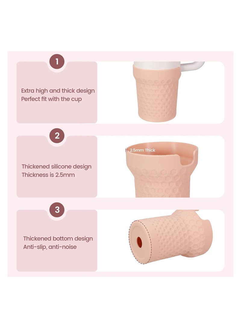 SYOSI Silicone Boot for Stanley Cup 40oz Quencher, Anti-Slip Bottle Bottom Sleeve Cover, Fit with Stanley H2.0 and Quencher Adventure Tumbler Accessories (40 oz, Rose Quartz) - Image 3