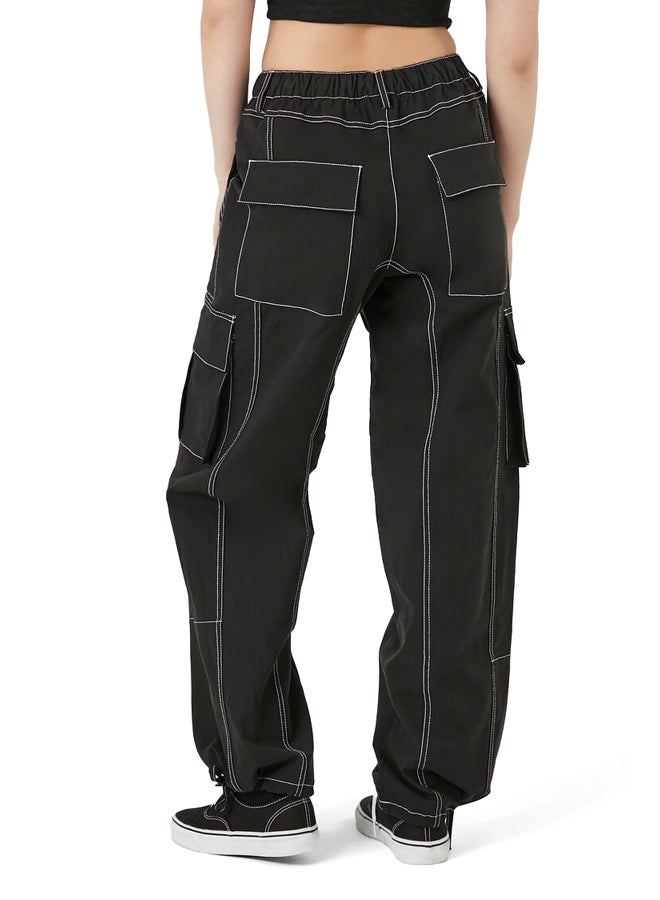 FOREVER 21 Twill Contrast-Seam Cargo Pants - Image 4