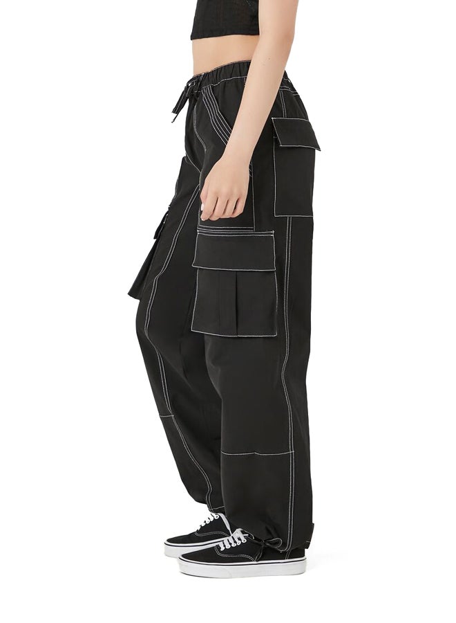 FOREVER 21 Twill Contrast-Seam Cargo Pants - Image 3