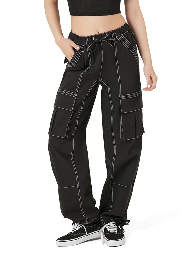 FOREVER 21 Twill Contrast-Seam Cargo Pants - Image 2