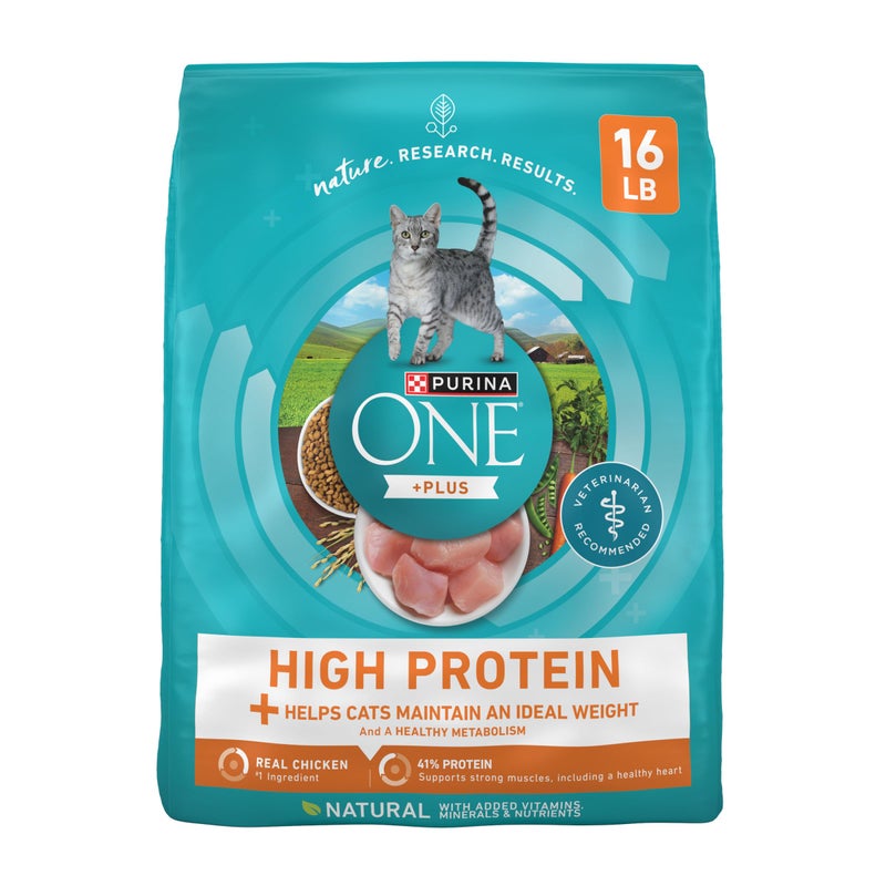 Purina ONE High Protein, Healthy Weight Plus Ideal WeigÒ»t With Chicken Dry Cat Food WÐµight Control Formula - 16 lb. Bag - Image 1