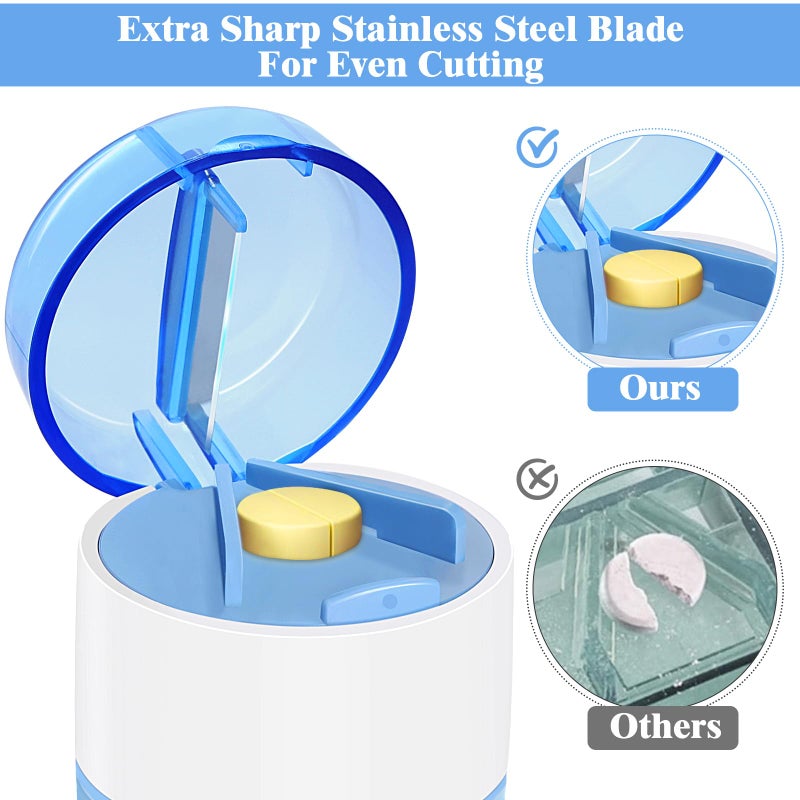 SUKKI 3-in-1 Pill Crusher Cutter with Storage Box, Pill Grinder with Brush Small Bags, PillCrusher Fine Powder with Stainless Steel Grinding Head for Elderly and Pets - Image 4