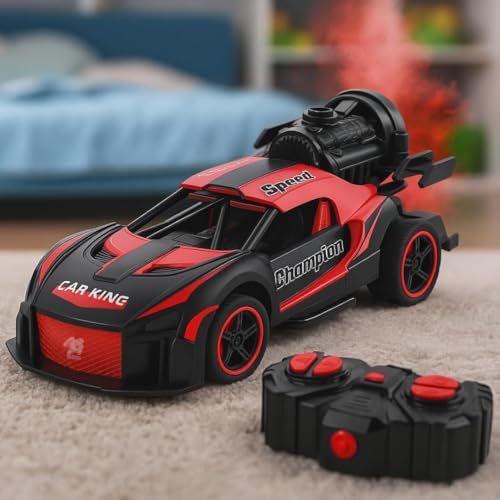 Storio Rechargeable Remote Control Metal Die-Cast Racing Car with Real Smoke Effect | Pull Back RC Sports Car for Kids | Durable, Stylish & Fun Vehicle for Boys - Black - Image 4