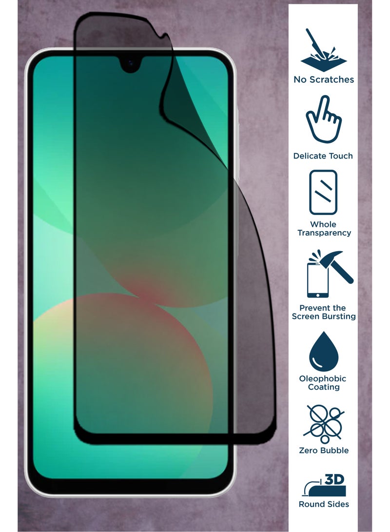 For Samsung Galaxy A26 -  Privacy Matte Ceramic Glass Screen Protector - Black - Image 3