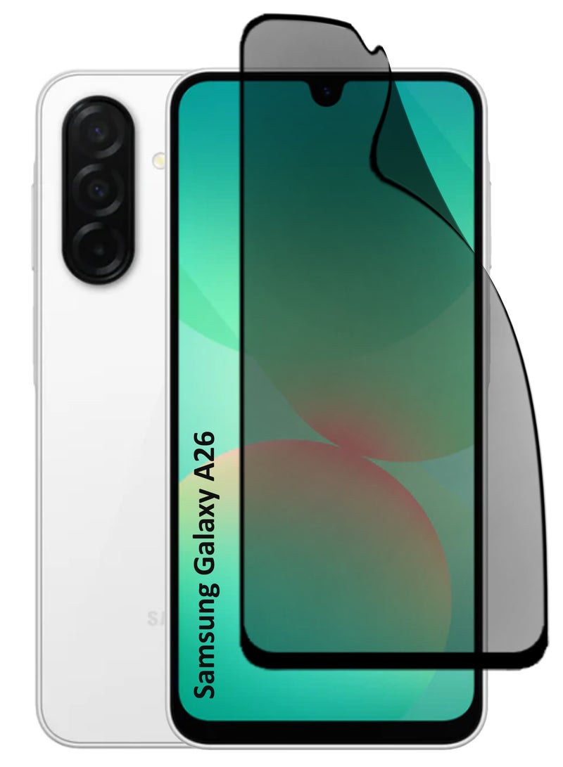 For Samsung Galaxy A26 -  Privacy Matte Ceramic Glass Screen Protector - Black - Image 1