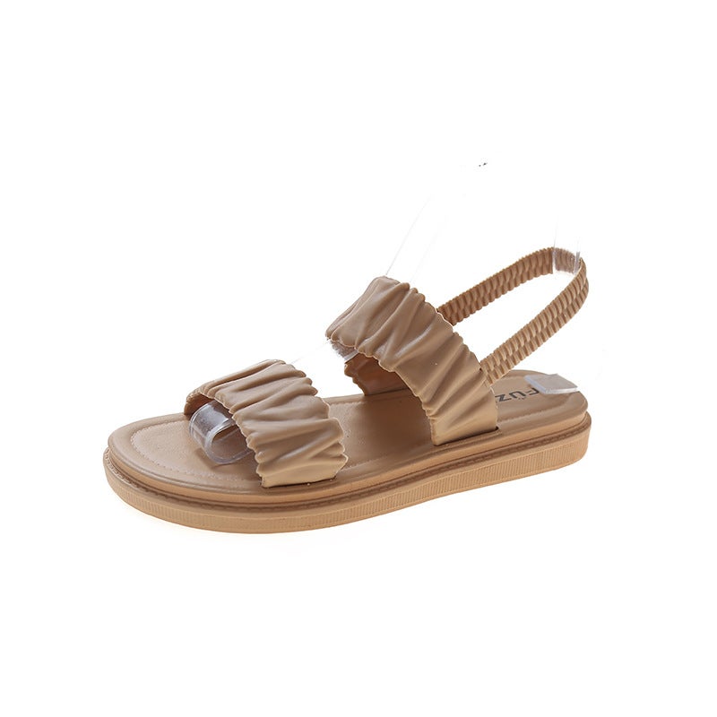 2024 Trendy Ladies Flat Sandals Comfortable Fashion Summer Khaki  - Image 1