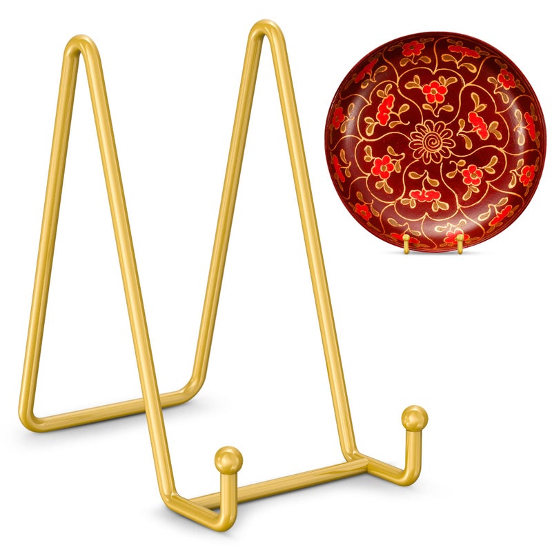 TRLife TR-LIFE Plate Stands for Display - 6 Inch Plate Holder Display Stand + Metal Frame Holder Stand for Picture, Decorative Plate, Photo Easel, Tabletop Art (Gold 2 Pack) - Image 1