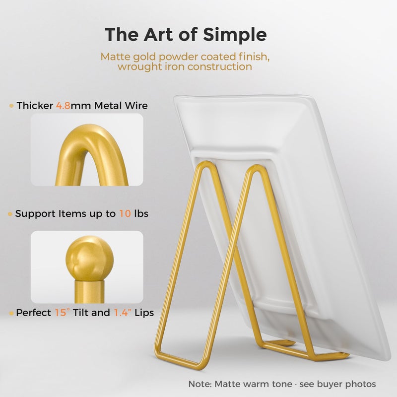TRLife TR-LIFE Plate Stands for Display - 6 Inch Plate Holder Display Stand + Metal Frame Holder Stand for Picture, Decorative Plate, Photo Easel, Tabletop Art (Gold 2 Pack) - Image 2