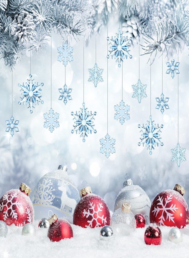Dilunave 40 Pieces Blue Christmas Snowflake Ornaments Acrylic Christmas Tree Decorations Crystal Snowflakes Translucent Winter Hanging Ornaments for Xmas Tree DIY Crafts - Image 3