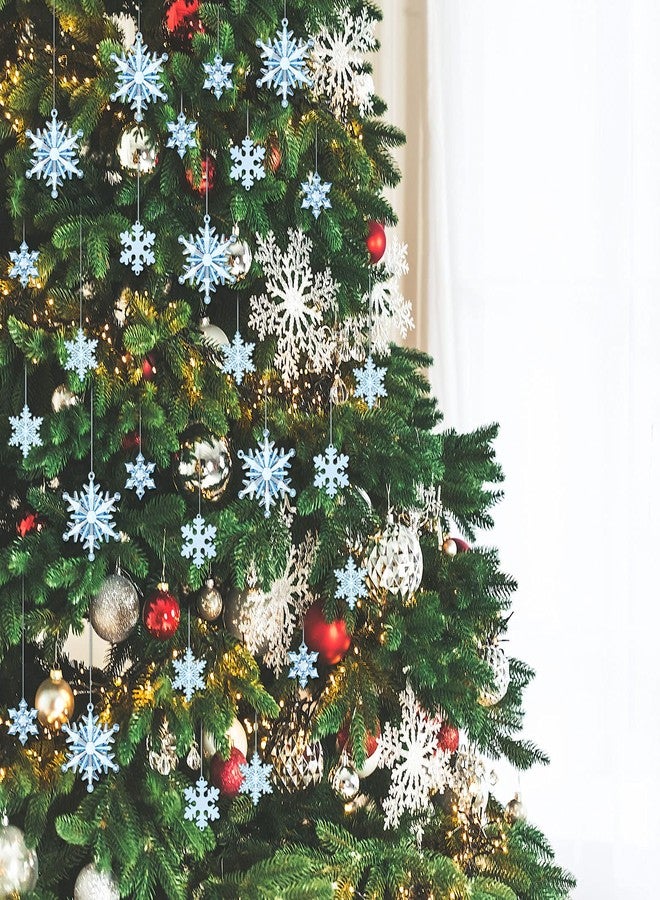 Dilunave 40 Pieces Blue Christmas Snowflake Ornaments Acrylic Christmas Tree Decorations Crystal Snowflakes Translucent Winter Hanging Ornaments for Xmas Tree DIY Crafts - Image 5